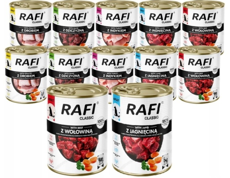 Dolina Noteci Rafi Classic karma mokra dla psa mix smaków 12 x 800g