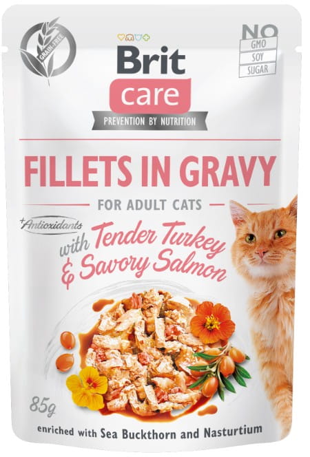 Brit Care Cat Fillets in Gravy dla kota indyk i łosoś, 85 g