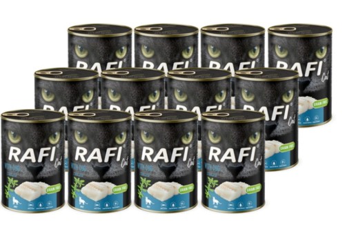 Rafi Mokra karma dla kota Rafi Cat Adult z dorszem zestaw 12 x 400 g
