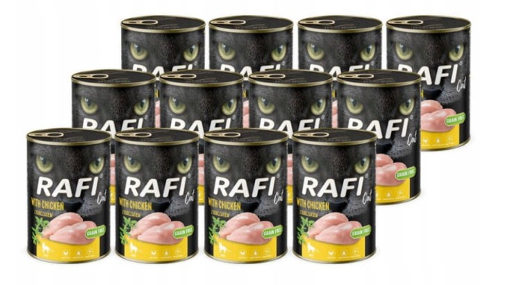 Mokra karma dla kota Rafi Cat Adult z kurczakiem zestaw 12 x 400 g
