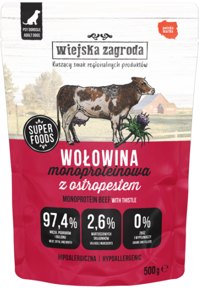 Wiejska Zagroda Karma mokra dla psa Monoproteinowa Wołowina 500g