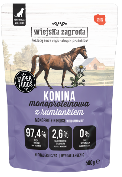 Wiejska Zagroda Karma mokra dla psa Monoproteinowa Konina 500g