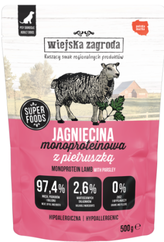 Wiejska Zagroda Karma mokra dla psa Monoproteinowa Jagnięcina 500g