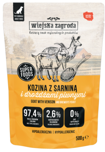 Wiejska Zagroda Karma mokra dla psa Kozina z sarniną 500g