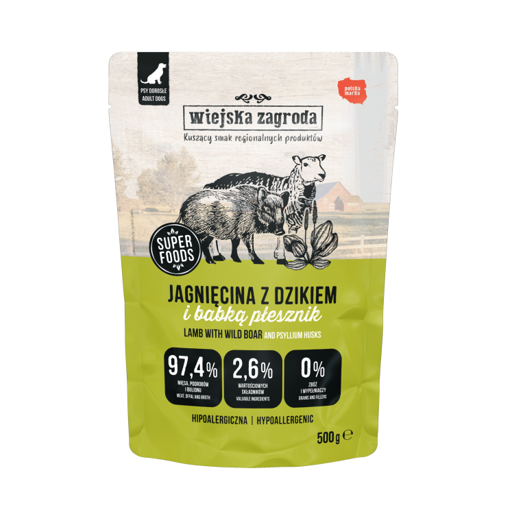 Wiejska Zagroda Karma mokra dla psa Jagnięcina z dzikiem 500g