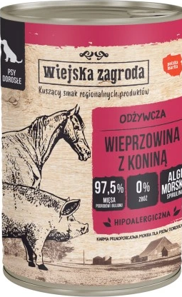 WIEJSKA ZAGRODA Karma mokra dla psa Wieprzowina Konina 400 g