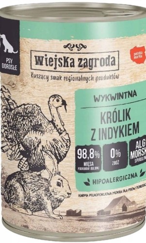 WIEJSKA ZAGRODA Mokra karma dla psa Indyk Królik 400 g