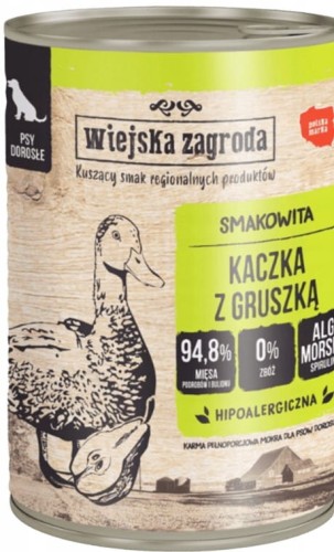 WIEJSKA ZAGRODA Karma mokra dla psa Kaczka z gruszką 400 g