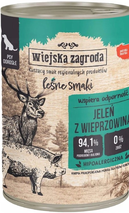 WIEJSKA ZAGRODA Leśne smaki Karma mokra dla psa Jeleń Wieprzowina 400 g