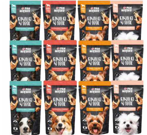 PAN MIĘSKO Kawałki w sosie Mix 4 Smaków karma dla psa mokra 40 x 150g