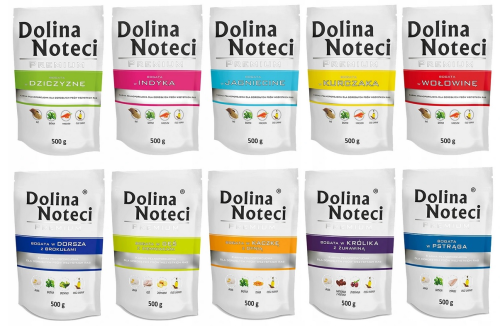 DOLINA NOTECI Premium Karma mokra dla psa MIX Smaków 10 x 500g Saszetka