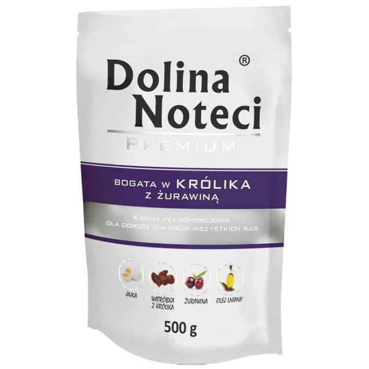 Mokra karma dla psa Dolina Noteci Premium bogata w królika saszetka 500 g