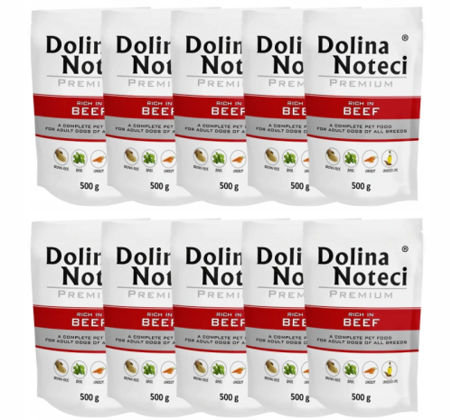 Zestaw dla psa Dolina Noteci Premium bogata w wołowinę saszetka 10x500 g