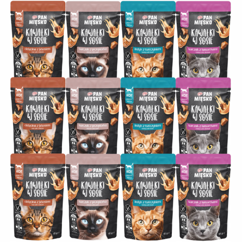 Wiejska Zagroda Pan Mięsko dla kota mix 4 smaków 12 x 85g