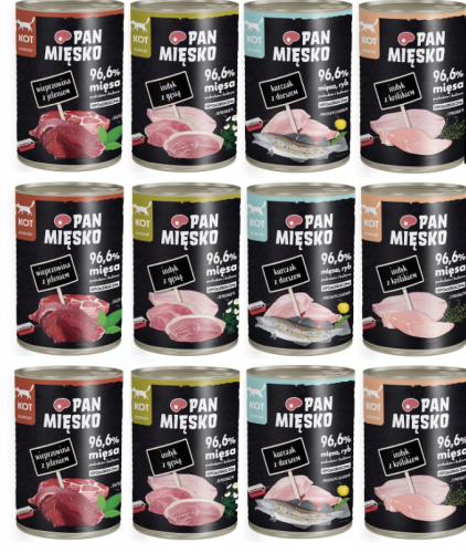 Wiejska Zagroda Pan Mięsko dla kota mix 4 smaków 12 x 400g