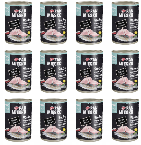 Wiejska Zagroda Pan Mięsko dla kota kurczak z dorszem 12 x 400g