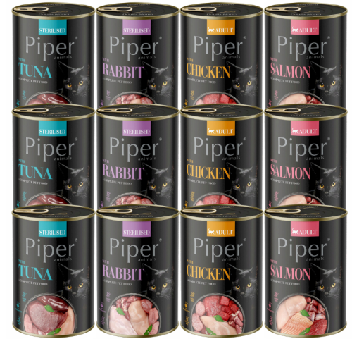PIPER ANIMALS KARMA DLA KOTA MIX 4 SMAKÓW PUSZKA 24X400G