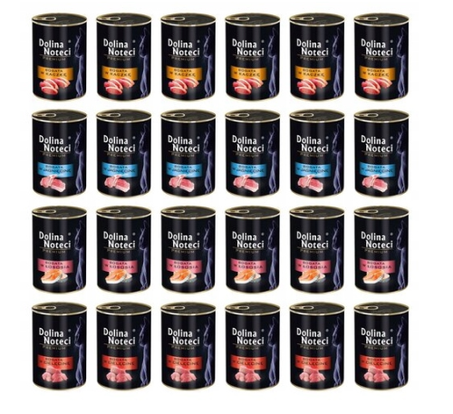 Dolina Noteci Premium Karma dla kota puszka MIX 4 smaków 24x400g