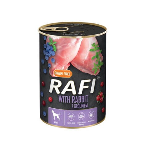Mokra karma dla psa Rafi z królikiem zestaw 24 x 400 g