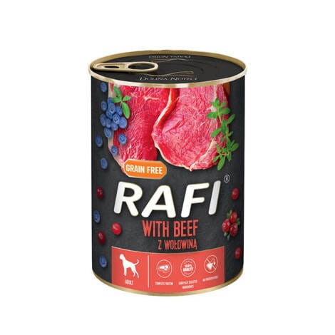 Mokra karma dla psa Rafi z wołowiną zestaw 24 x 400 g
