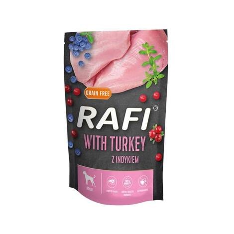 Mokra karma dla psa Rafi z indykiem saszetka zestaw 10 x 500 g